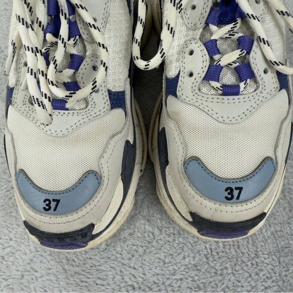 Balenciaga Triple S White Purple Women Sz 7 US/4 UK/37 EU 541641 Style Authentic - Picture 8 of 16